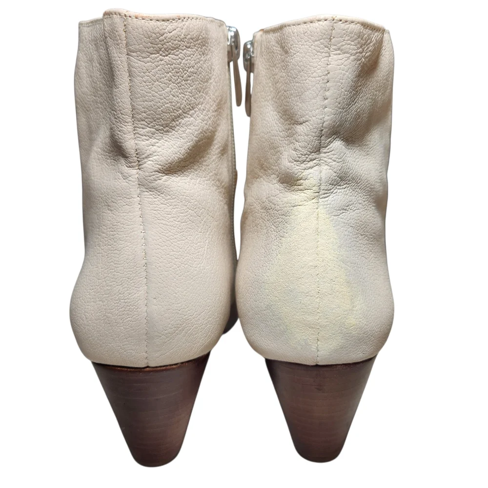 FRANCO SARTO Amsterdam Ivory Leather Ankle Wedge Booties Mod White Luxury‎ 8.5
